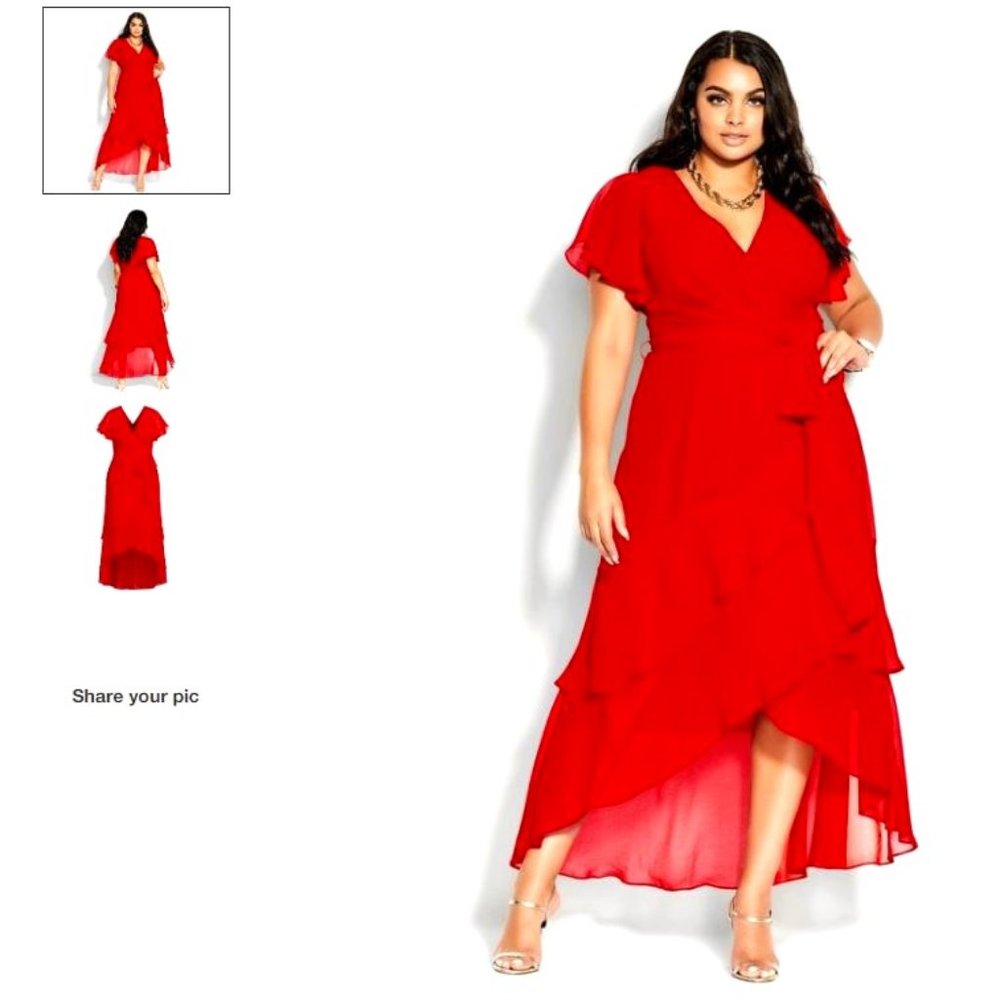 City CHIC Red flowy dress